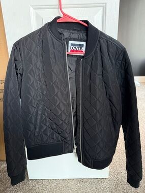 Levi's Black Quilted Jacket with Ribbed Trim